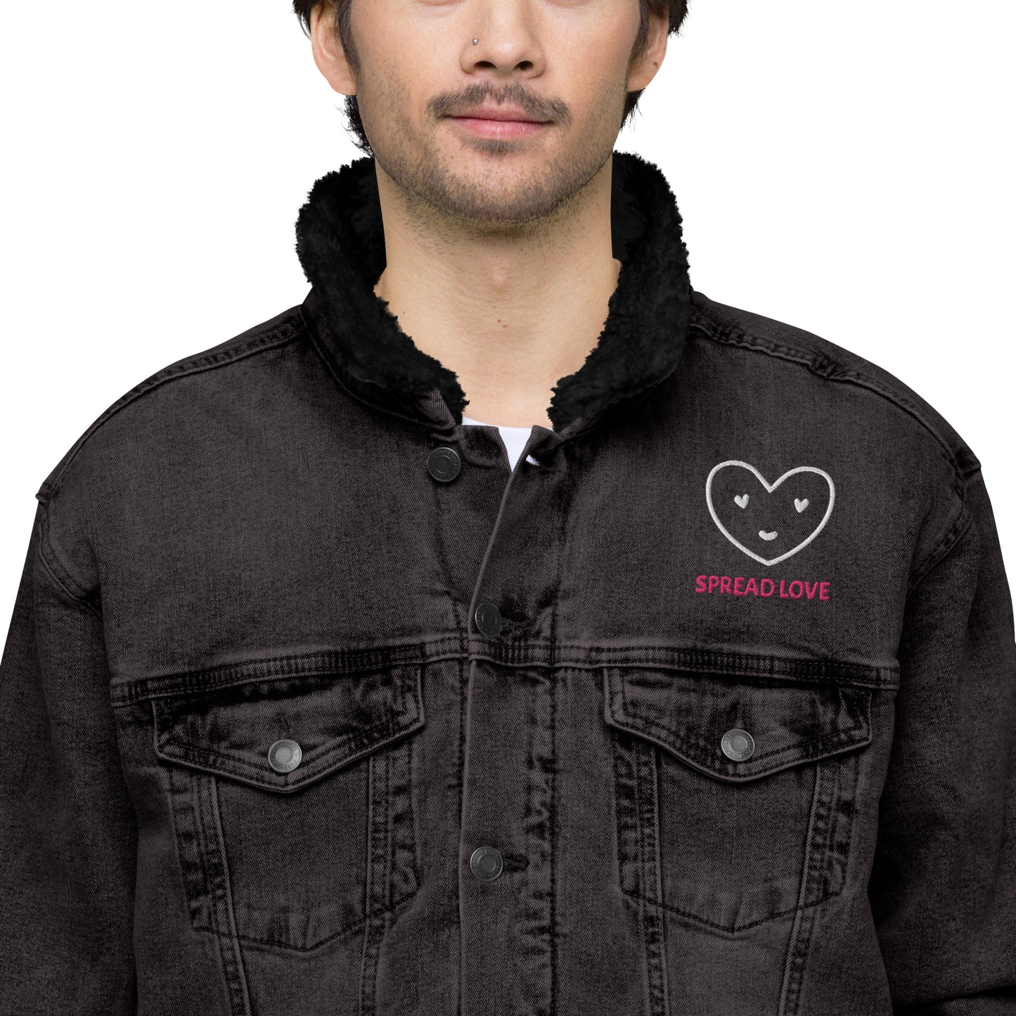 The Unisex Denim Sherpa LOVE Jacket